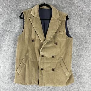 Suitsupply Bodywarmer Corduroy Vest Mens Medium Beige Double Breasted Cotton